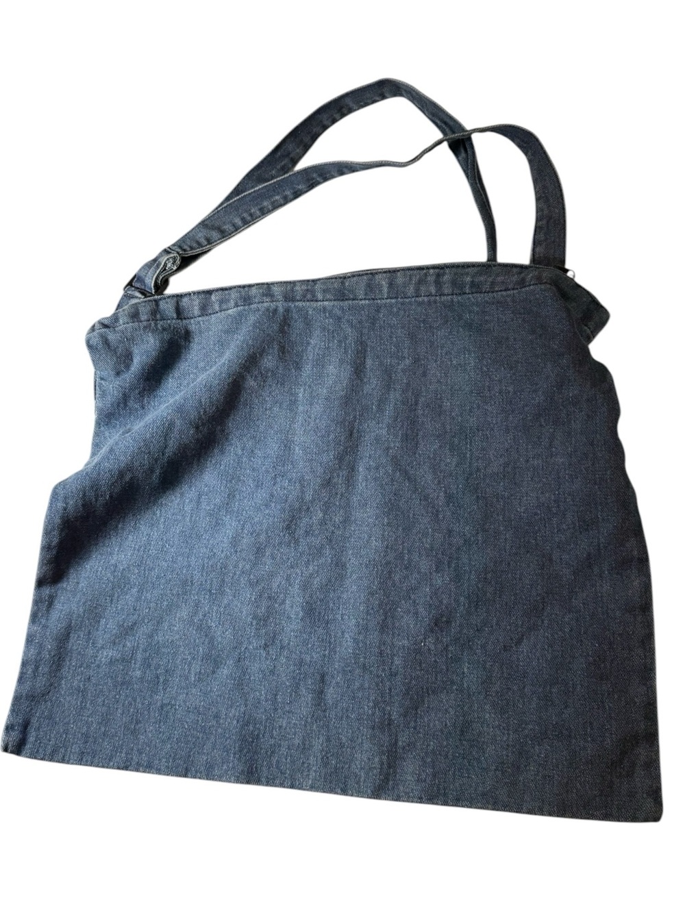 Vintage Denim Jean Zip Up Tote Book Bag in Dark Blue